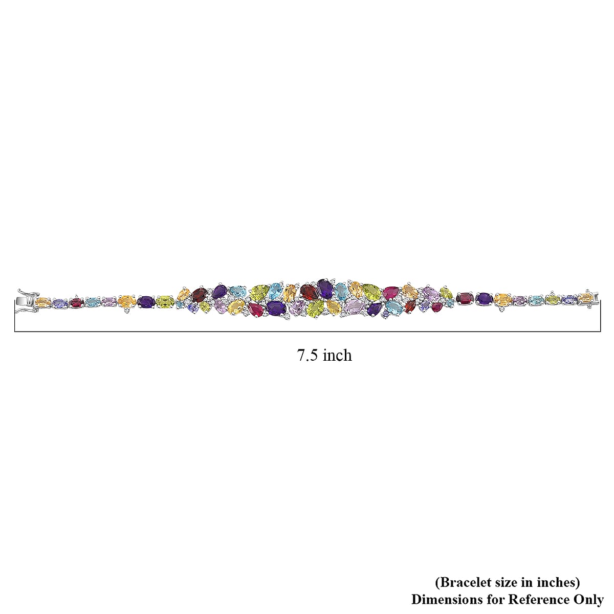 D'Joy Multi Gemstone 20.90 ctw Bracelet in Rhodium Over Sterling Silver (7.25 In) image number 4