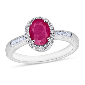 Rhapsody AAAA Mozambique Ruby and E-F VS2 Diamond Ring in 18K White Gold (Size 12.0) 1.89 ctw