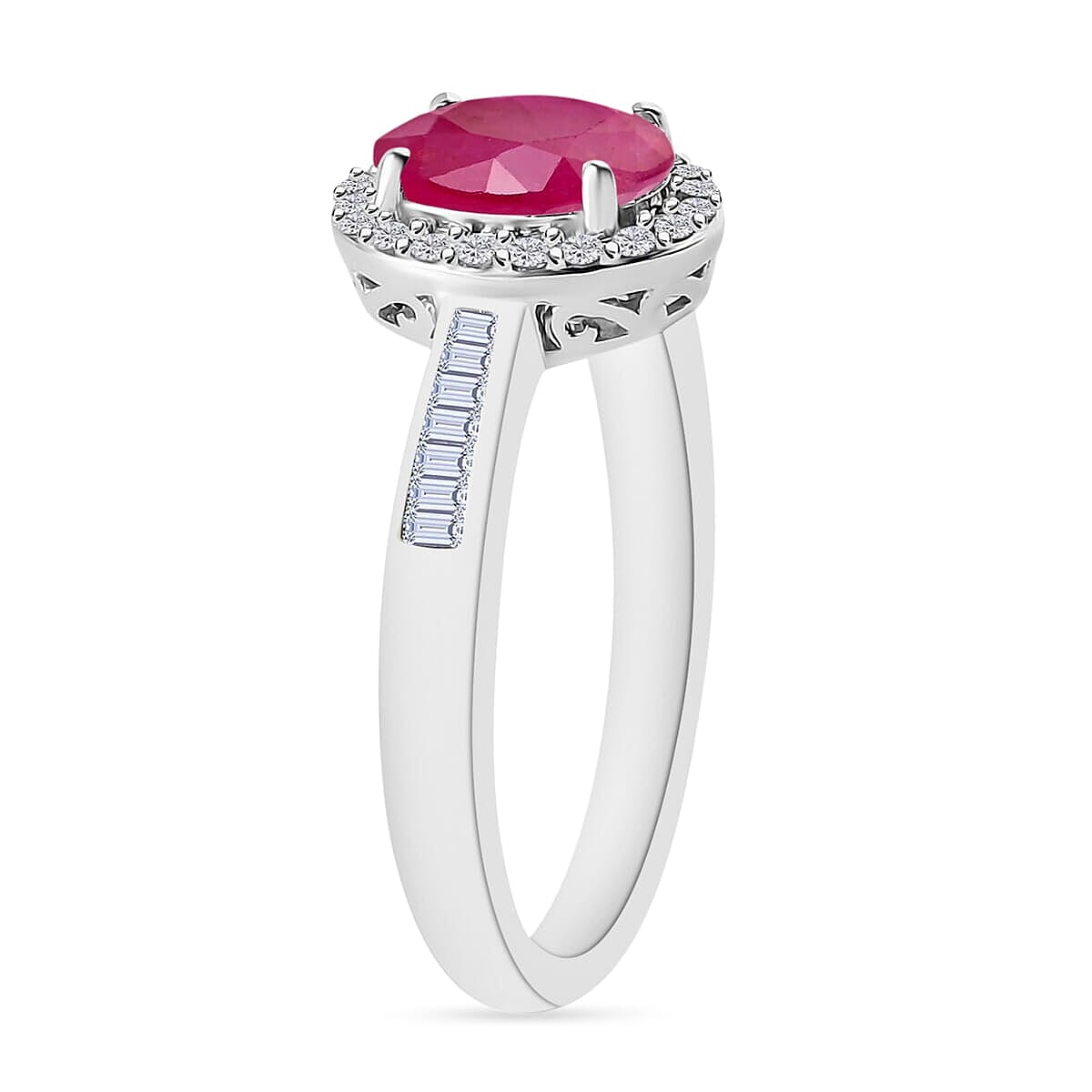 Rhapsody AAAA Mozambique Ruby and E-F VS2 Diamond Ring in 18K White Gold (Size 8.0) 1.90 ctw image number 2