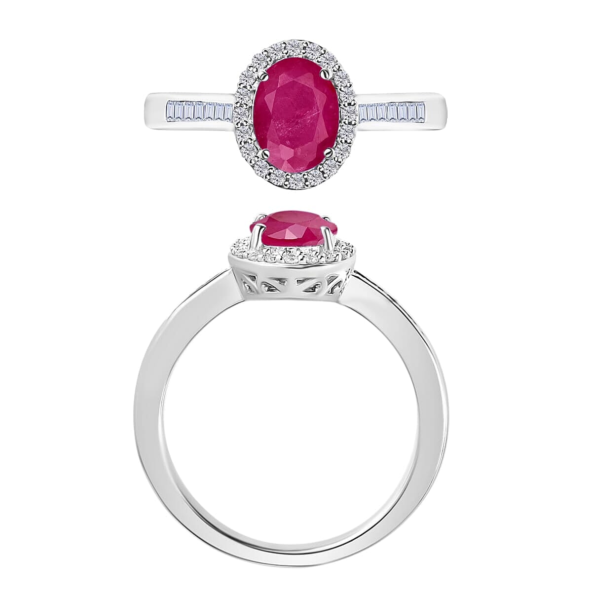 Rhapsody AAAA Mozambique Ruby and E-F VS2 Diamond Ring in 18K White Gold (Size 8.0) 1.90 ctw image number 3