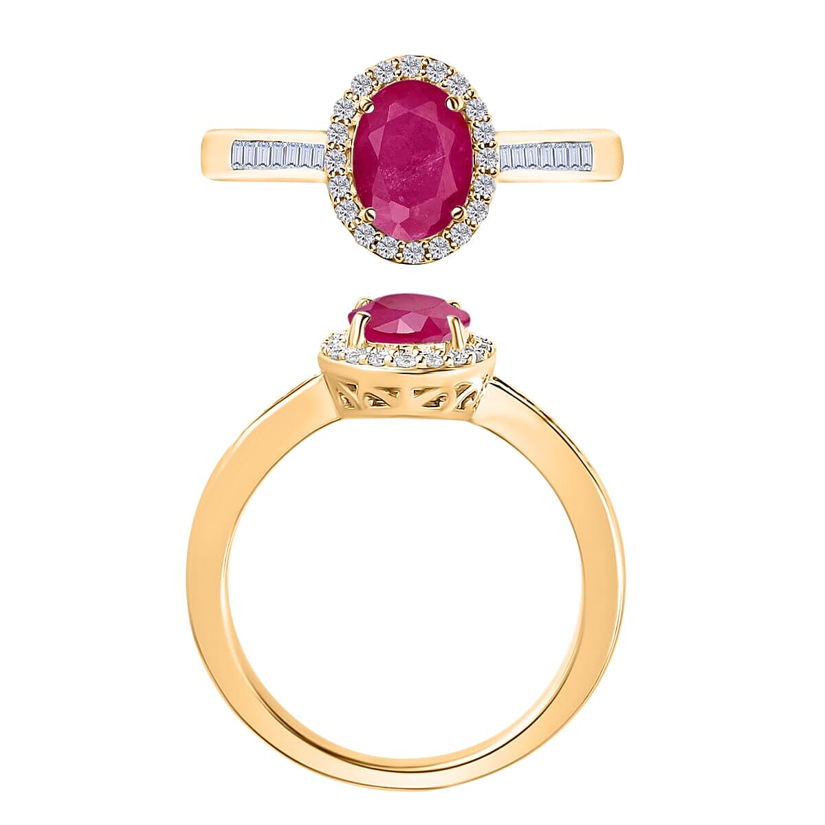 Rhapsody AAAA Mozambique Ruby and E-F VS2 Diamond Ring in 18K Yellow Gold (Size 4.0) 1.89 ctw image number 3
