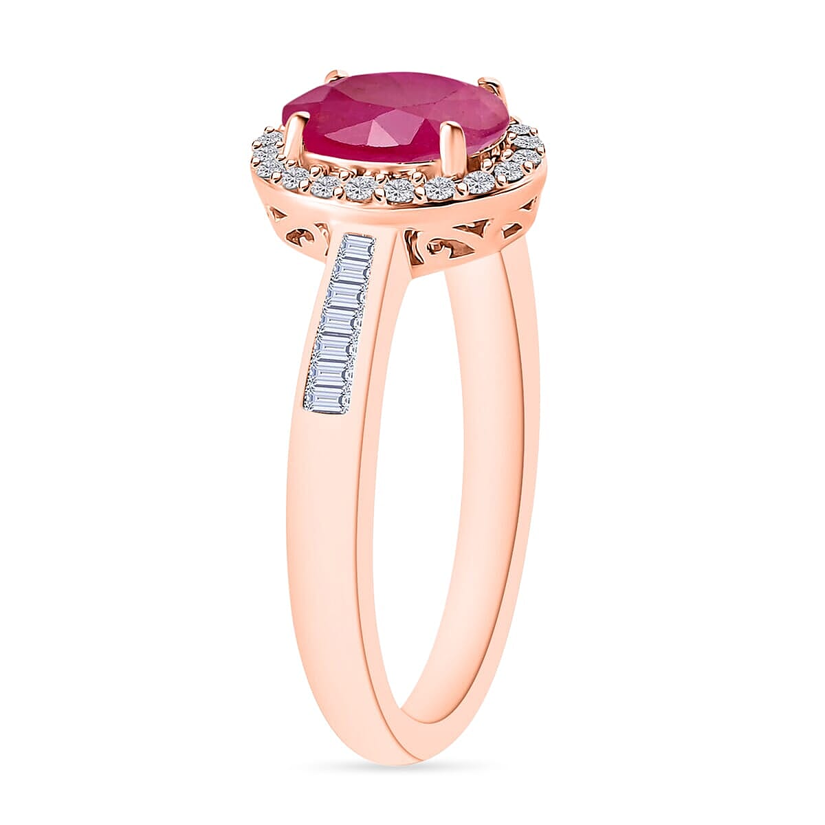 Rhapsody AAAA Mozambique Ruby and E-F VS2 Diamond Ring in 18K Rose Gold (Size 8.5) 1.89 ctw image number 2