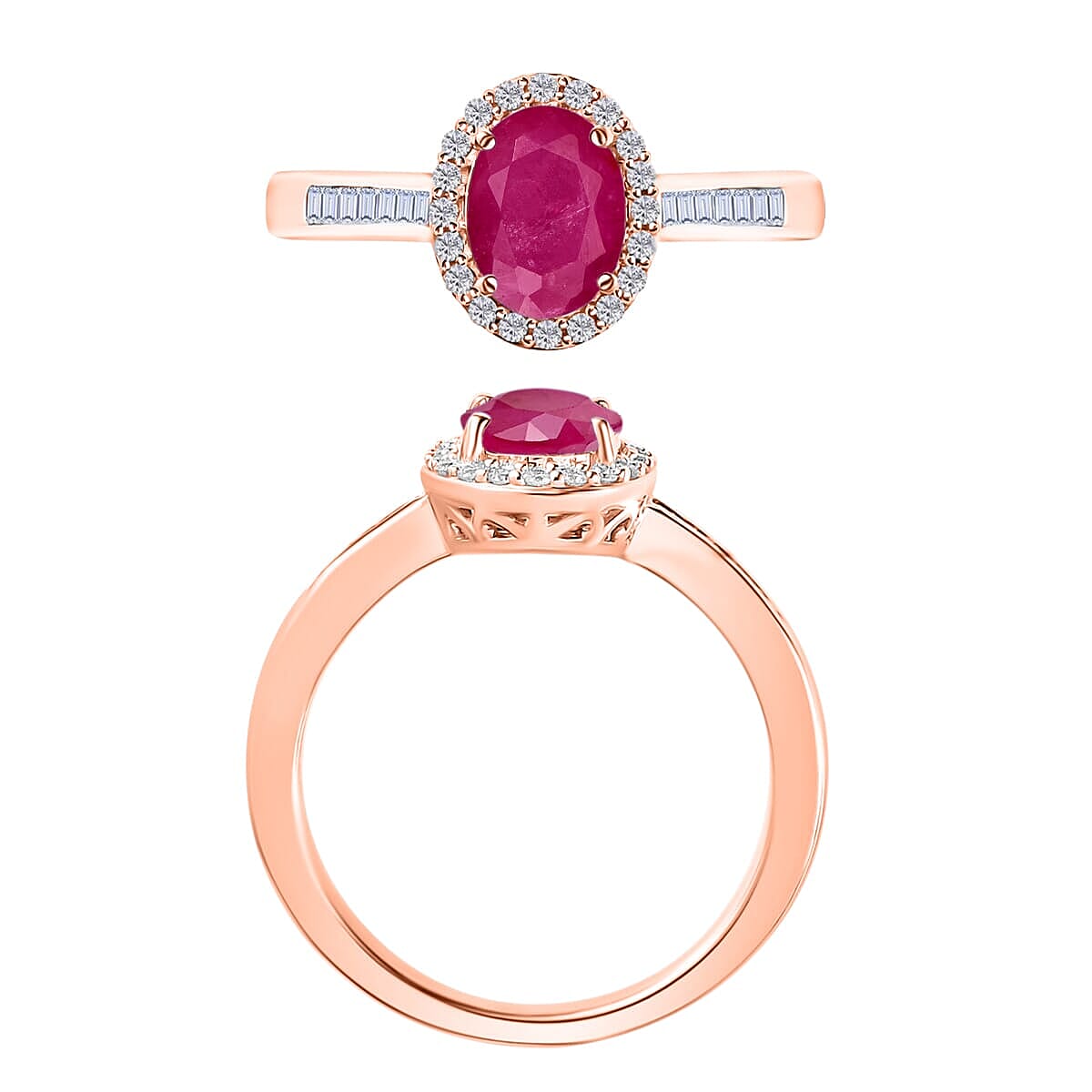 Rhapsody AAAA Mozambique Ruby and E-F VS2 Diamond Ring in 18K Rose Gold (Size 8.5) 1.89 ctw image number 3