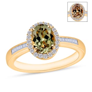 Rhapsody AAAA Turkizite and E-F VS2 Diamond Ring in 18K Yellow Gold (Size 4.0) 1.49 ctw