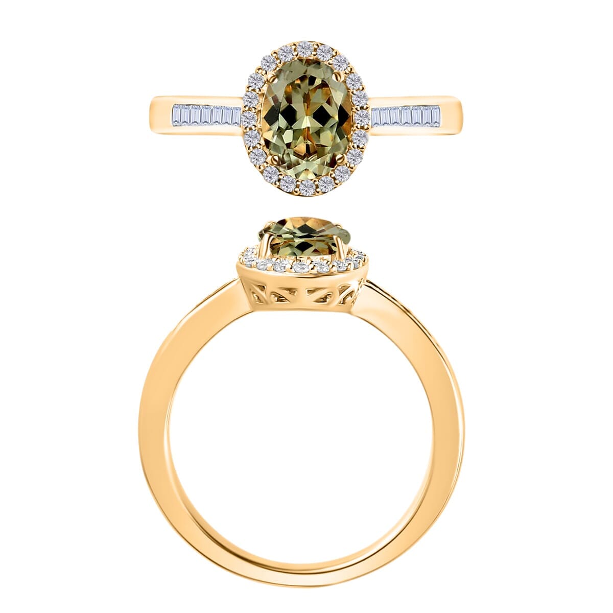 Rhapsody AAAA Turkizite and E-F VS2 Diamond Ring in 18K Yellow Gold (Size 4.0) 1.49 ctw image number 3