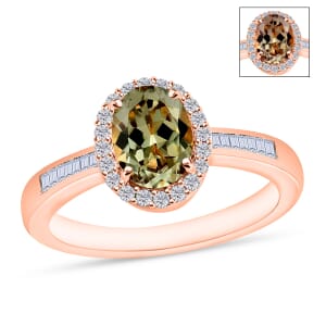 Rhapsody AAAA Turkizite and E-F VS2 Diamond Ring in 18K Rose Gold (Size 6.5) 1.59 ctw