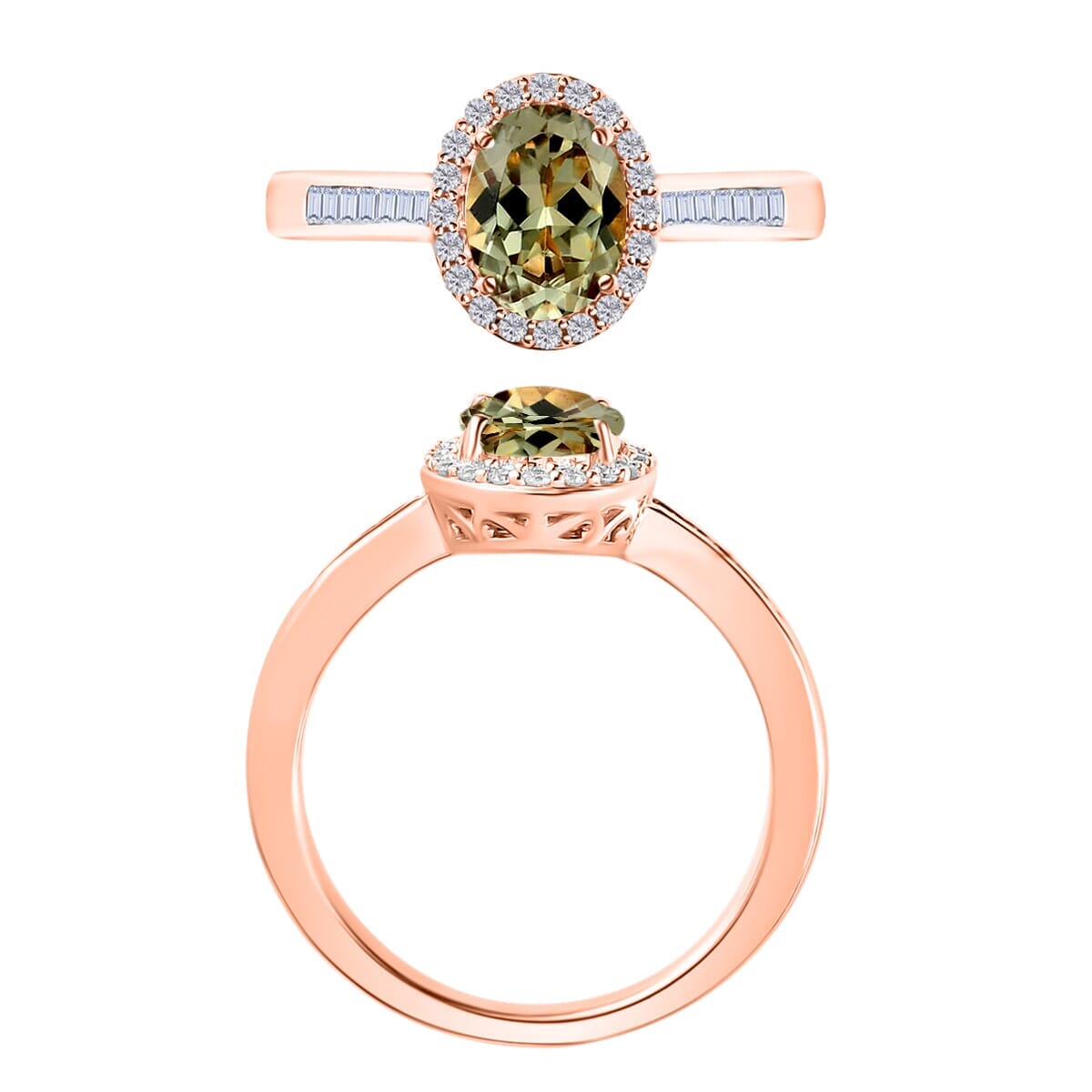 Rhapsody AAAA Turkizite and E-F VS2 Diamond Ring in 18K Rose Gold (Size 6.5) 1.59 ctw image number 3