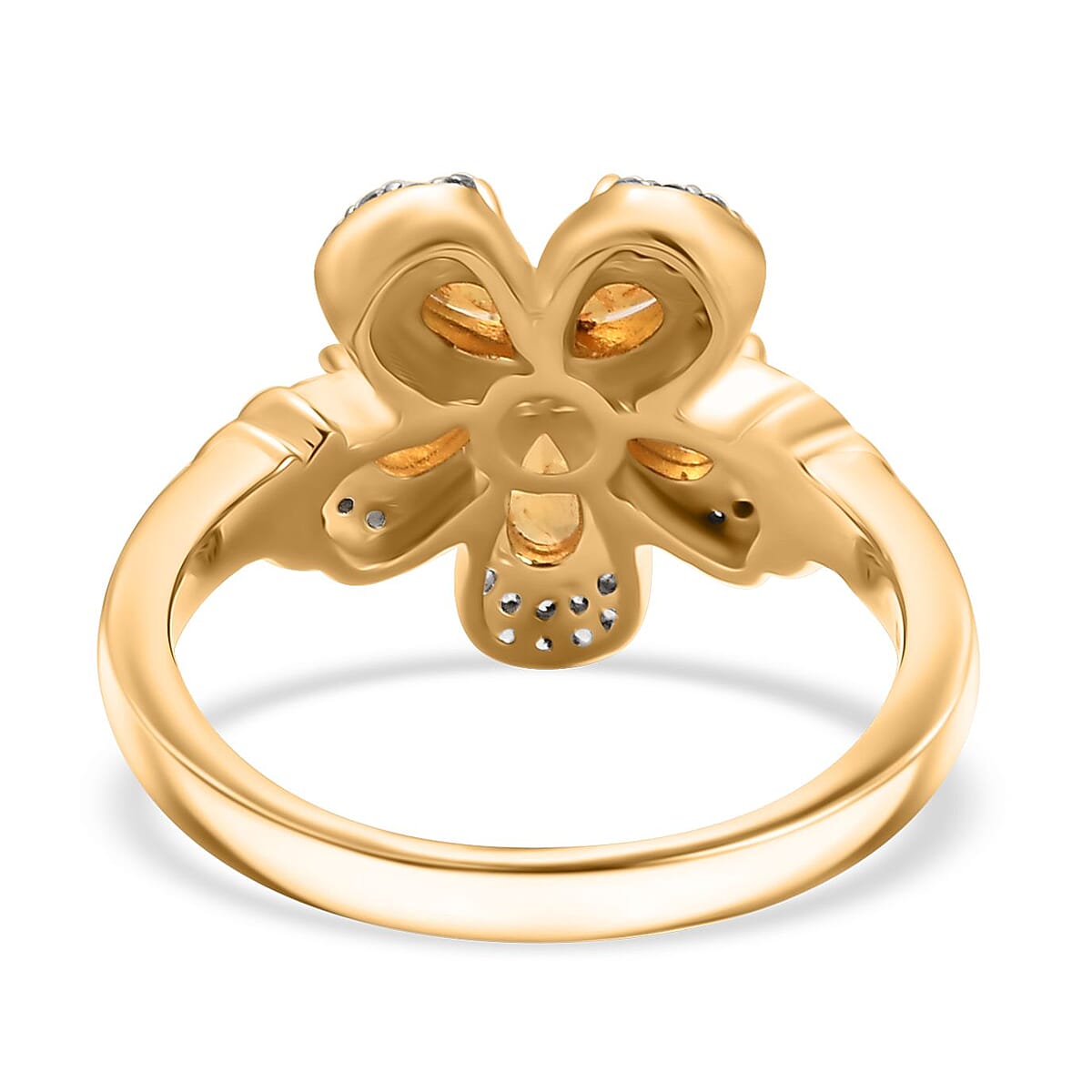 D'Joy Tanzanian Mandarin Garnet and White Zircon 1.60 ctw Blazing Blossom Ring in 18K Vermeil Yellow Gold Over Sterling Silver (Size 5.0)  image number 4