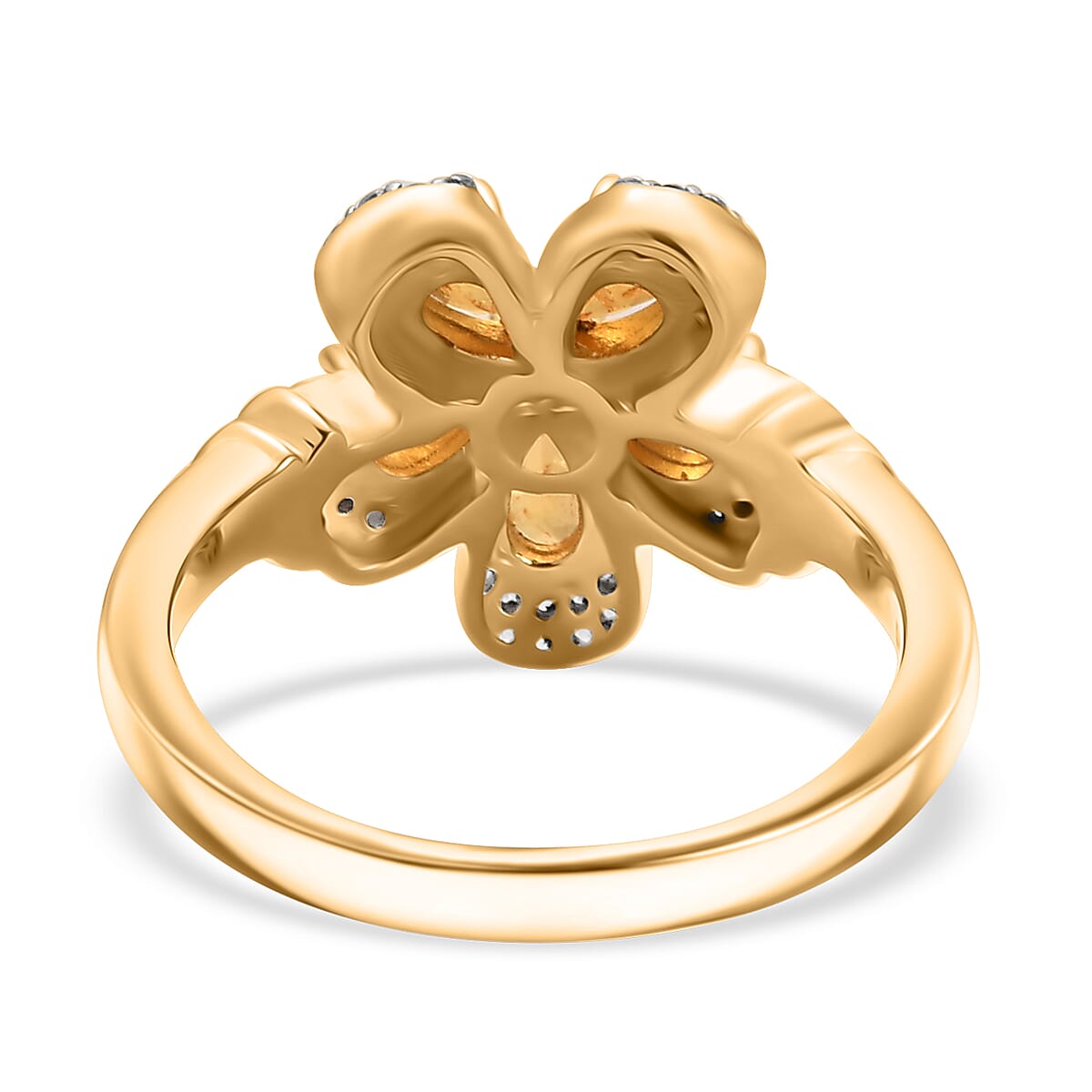 D'Joy Tanzanian Mandarin Garnet and White Zircon 1.60 ctw Blazing Blossom Ring in 18K Vermeil Yellow Gold Over Sterling Silver (Size 7.0)  image number 4