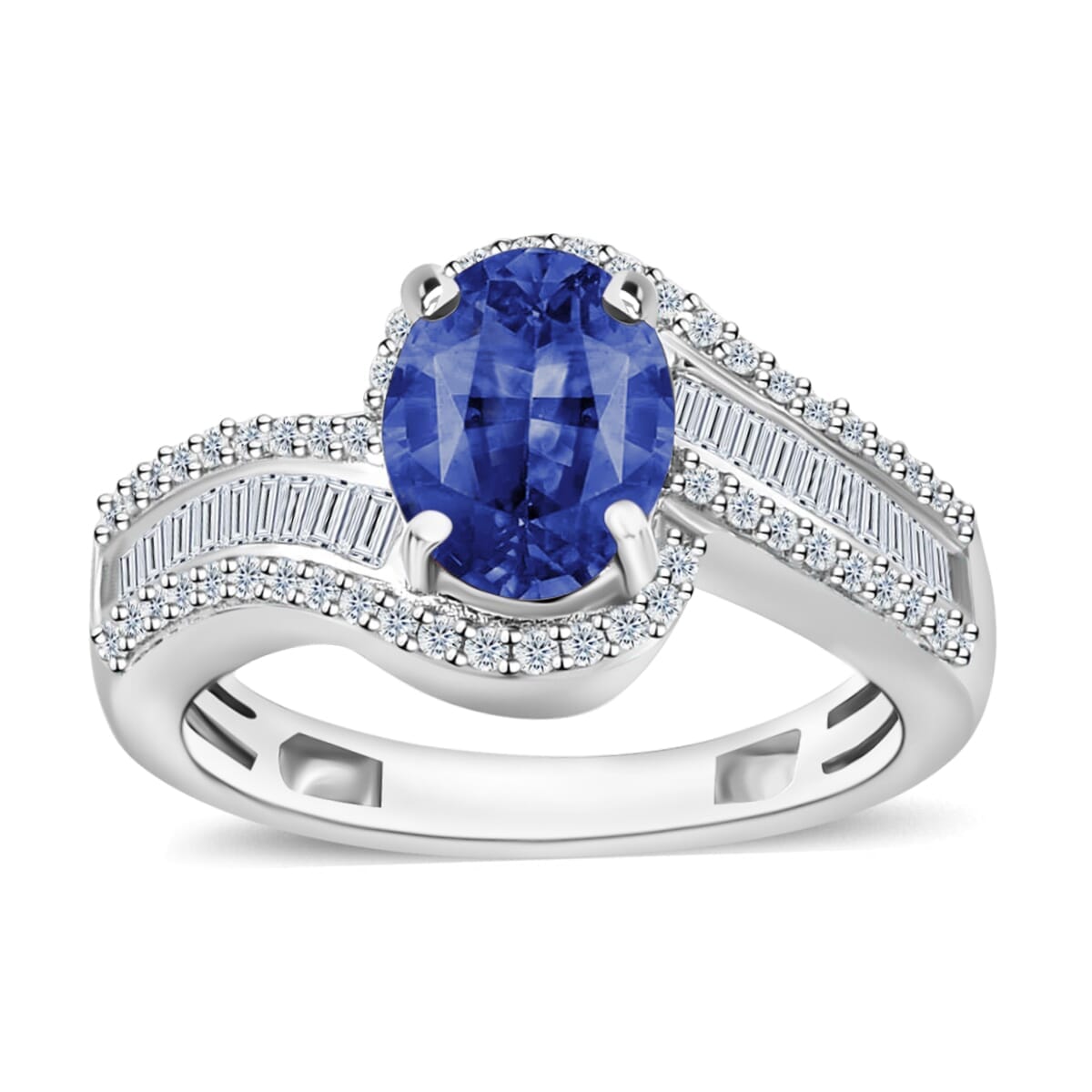 Rhapsody AAAA Ceylon Blue Sapphire and E-F VS2 Diamond 1.75 ctw Ring in 18K White Gold (Size 10.0) 4.95 Grams image number 0