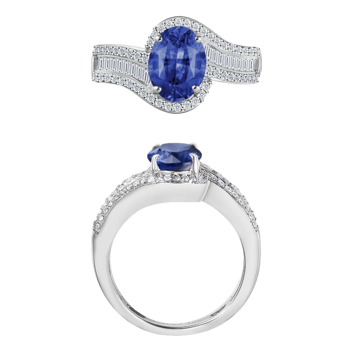 Rhapsody AAAA Ceylon Blue Sapphire and E-F VS2 Diamond 1.75 ctw Ring in 18K White Gold (Size 10.0) 4.95 Grams image number 3