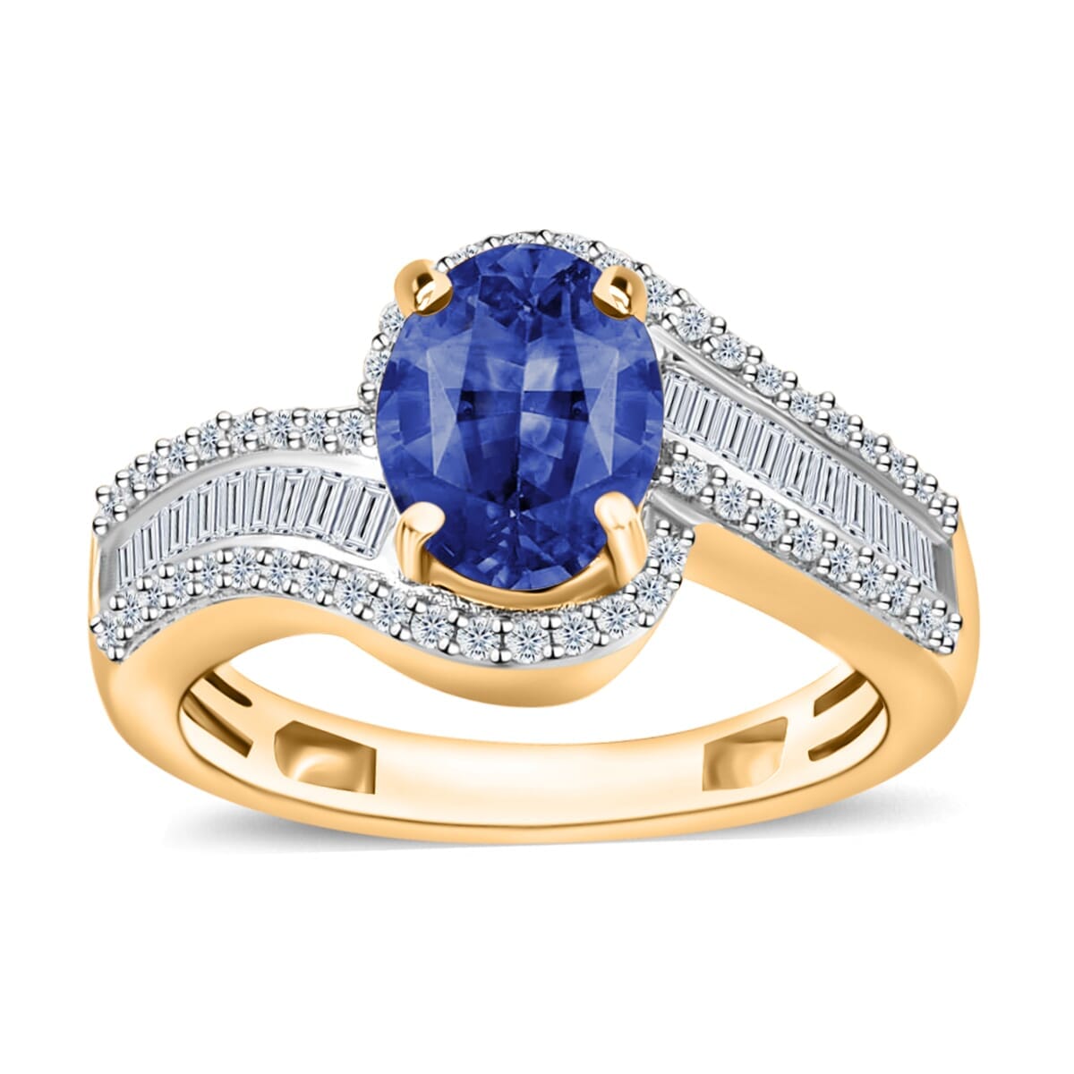 Rhapsody AAAA Ceylon Blue Sapphire and E-F VS2 Diamond 1.75 ctw Ring in 18K Yellow Gold (Size 5.0) 4.95 Grams image number 0
