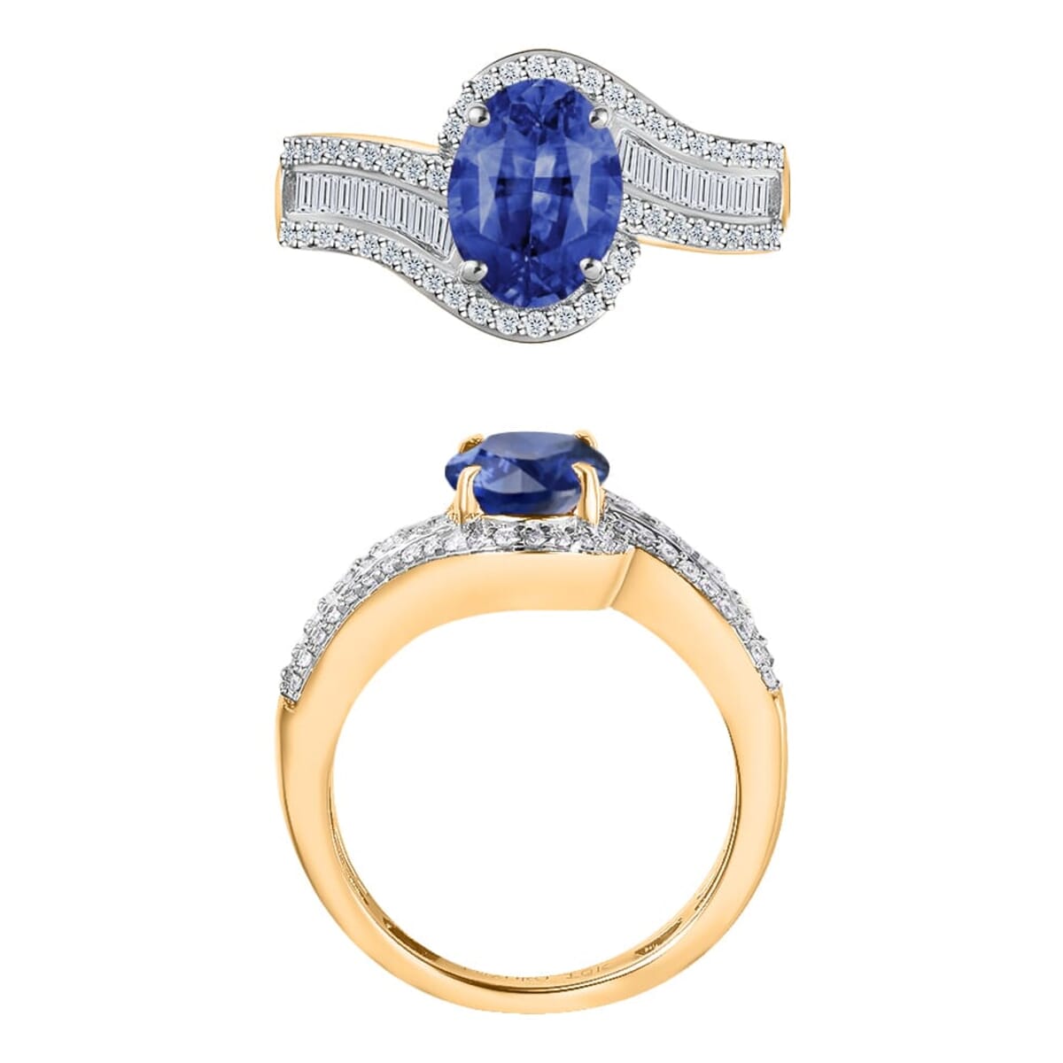 Rhapsody AAAA Ceylon Blue Sapphire and E-F VS2 Diamond 1.75 ctw Ring in 18K Yellow Gold (Size 5.5) 4.95 Grams image number 3