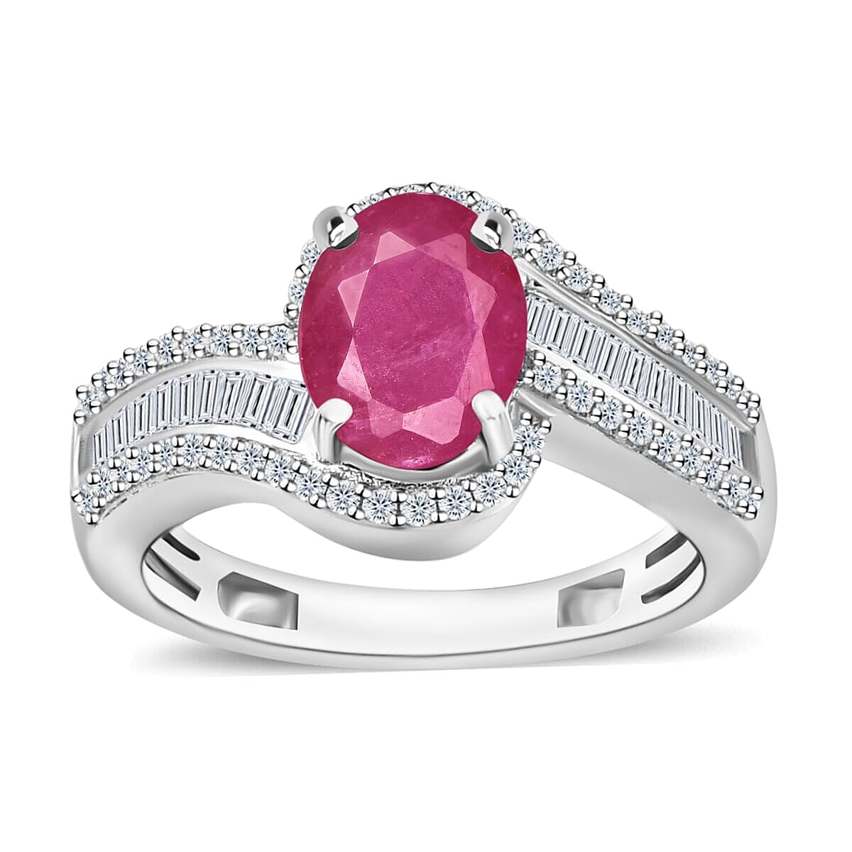 Rhapsody AAAA Mozambique Ruby and E-F VS2 Diamond 1.95 ctw Ring in 18K White Gold (Size 10.0) 4.95 Grams image number 0
