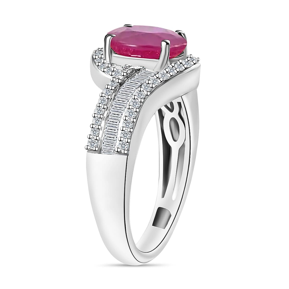 Rhapsody AAAA Mozambique Ruby and E-F VS2 Diamond 1.95 ctw Ring in 18K White Gold (Size 10.0) 4.95 Grams image number 2