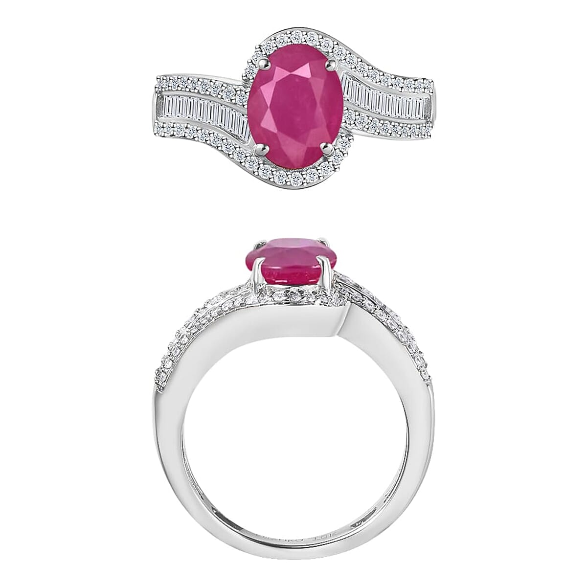 Rhapsody AAAA Mozambique Ruby and E-F VS2 Diamond 1.95 ctw Ring in 18K White Gold (Size 10.0) 4.95 Grams image number 3