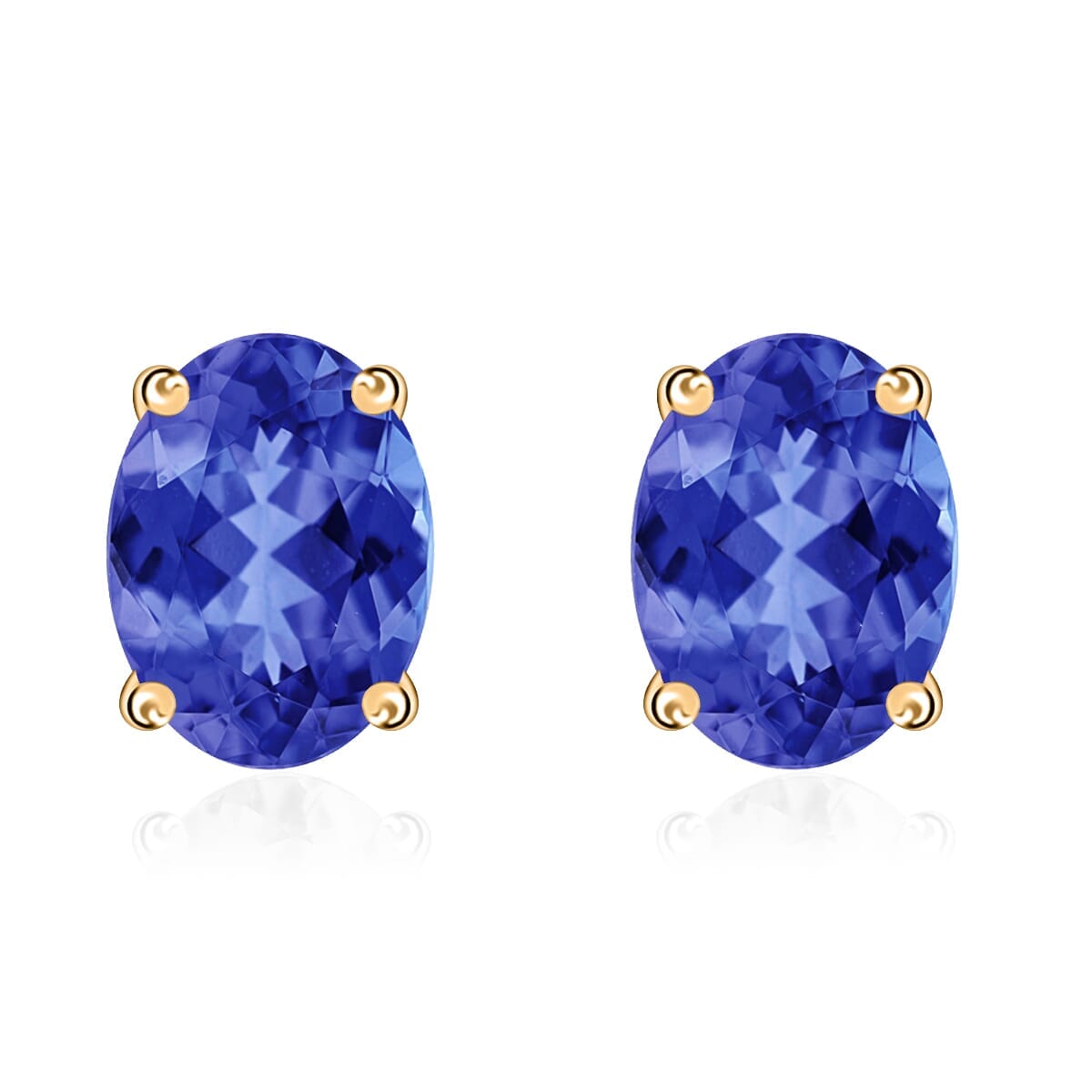Rhapsody AAAA Tanzanite Solitaire 1.65 ctw Stud Earrings in 18K Yellow Gold image number 0
