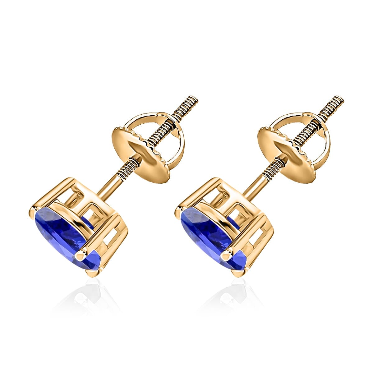 Rhapsody AAAA Tanzanite Solitaire 1.65 ctw Stud Earrings in 18K Yellow Gold image number 2