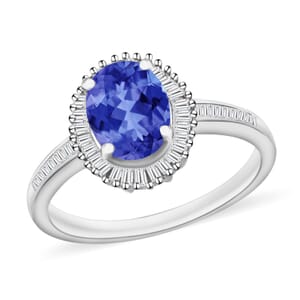 Rhapsody AAAA Tanzanite and E-F VS2 Diamond Ring in 18K White Gold (Size 11.5) 1.60 ctw