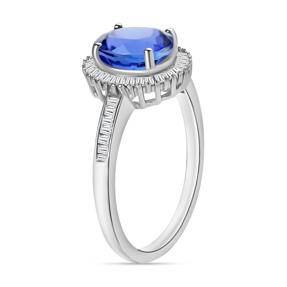 Rhapsody AAAA Tanzanite and E-F VS2 Diamond Ring in 18K White Gold (Size 11.5) 1.60 ctw image number 2