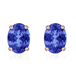 Rhapsody AAAA Tanzanite Solitaire 1.65 ctw Stud Earrings in 18K Rose Gold (Del. in 10-12 Days)