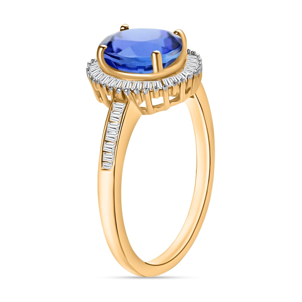 Rhapsody AAAA Tanzanite and E-F VS2 Diamond Ring in 18K Yellow Gold (Size 9.0) 1.60 ctw image number 2