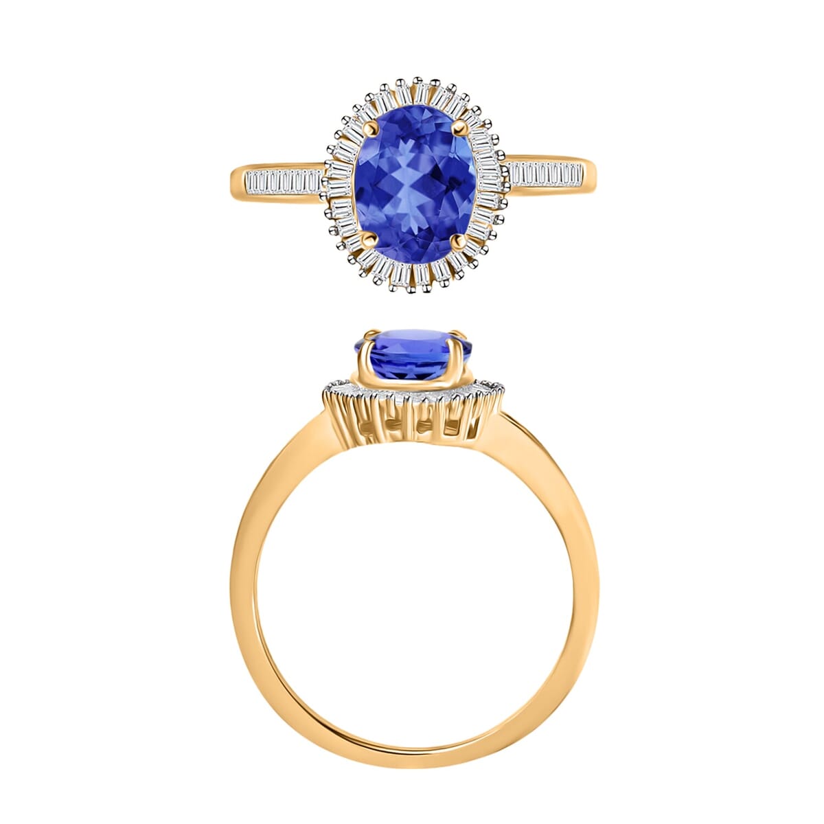 Rhapsody AAAA Tanzanite and E-F VS2 Diamond Ring in 18K Yellow Gold (Size 9.0) 1.60 ctw image number 3