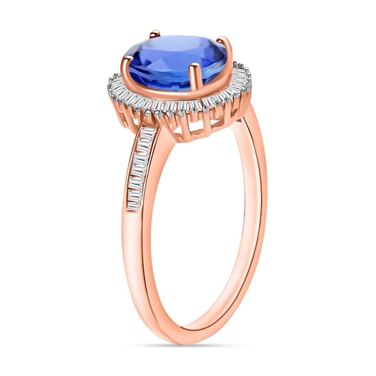 Rhapsody AAAA Tanzanite and E-F VS2 Diamond Ring in 18K Rose Gold (Size 8.0) 1.60 ctw image number 2