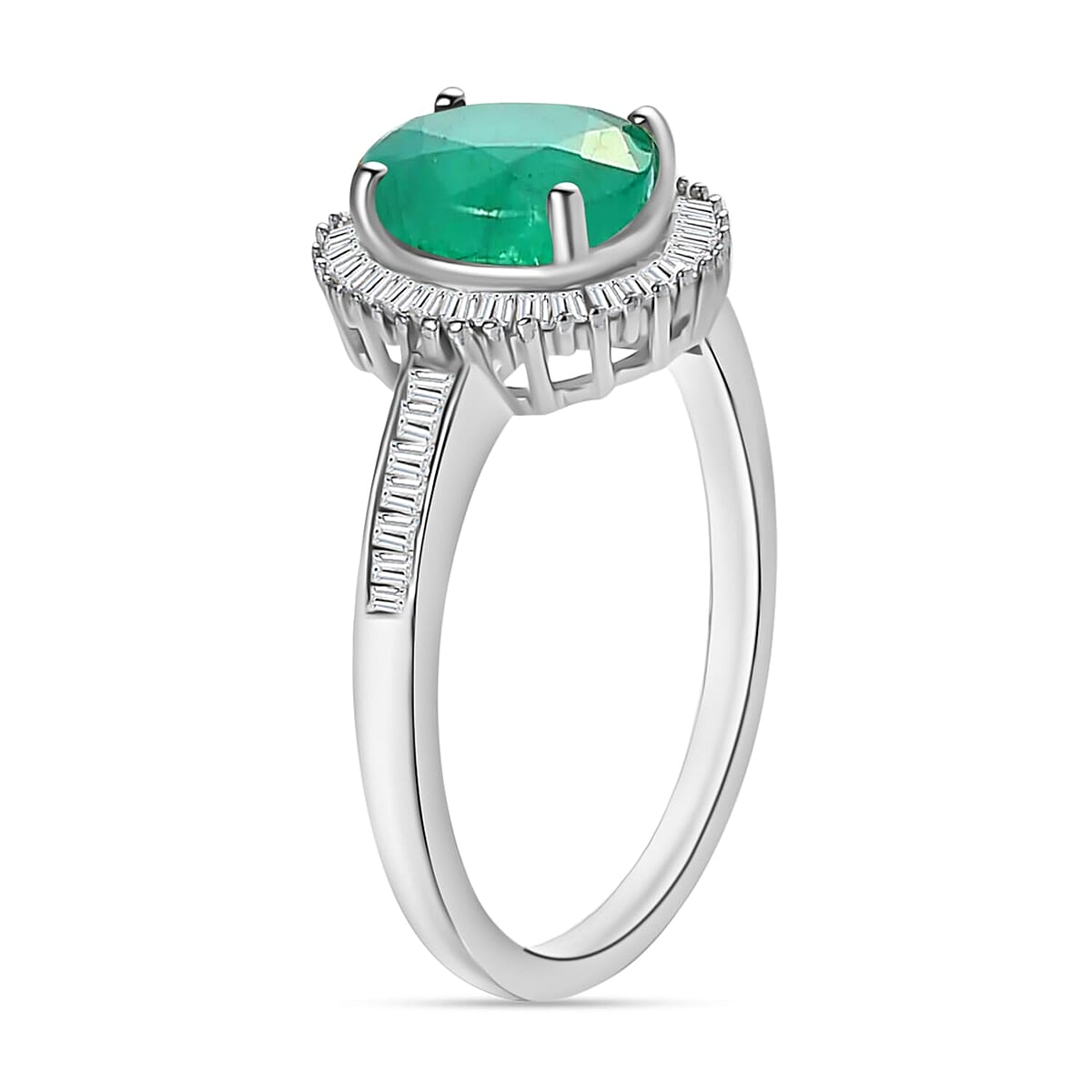 Rhapsody AAAA Kagem Zambian Emerald and E-F VS2 Diamond Ring in 18K White Gold (Size 6.0) 1.50 ctw image number 2