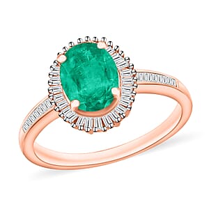 Rhapsody AAAA Kagem Zambian Emerald and E-F VS2 Diamond Ring in 18K Rose Gold (Size 11.0) 1.50 ctw