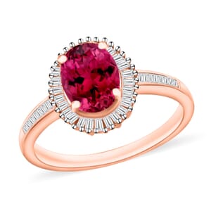 Rhapsody AAAA Ouro Fino Rubellite and E-F VS2 Diamond Ring in 18K Rose Gold (Size 10.5) 5 Grams 1.55 ctw