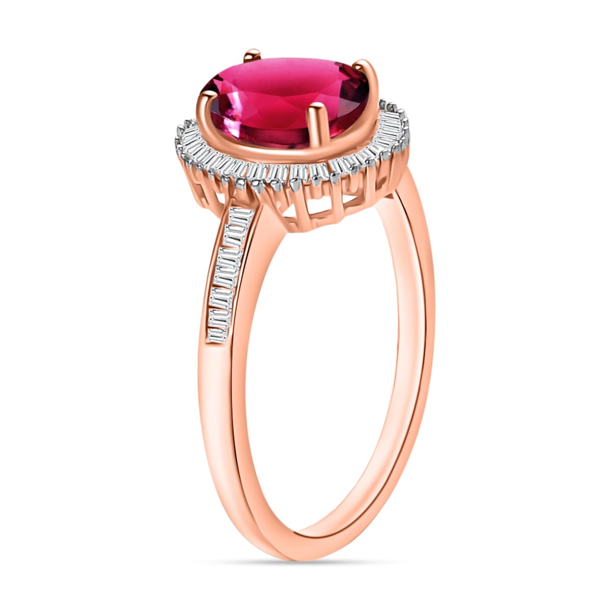 Rhapsody AAAA Ouro Fino Rubellite and E-F VS2 Diamond Ring in 18K Rose Gold (Size 10.5) 5 Grams 1.55 ctw image number 2