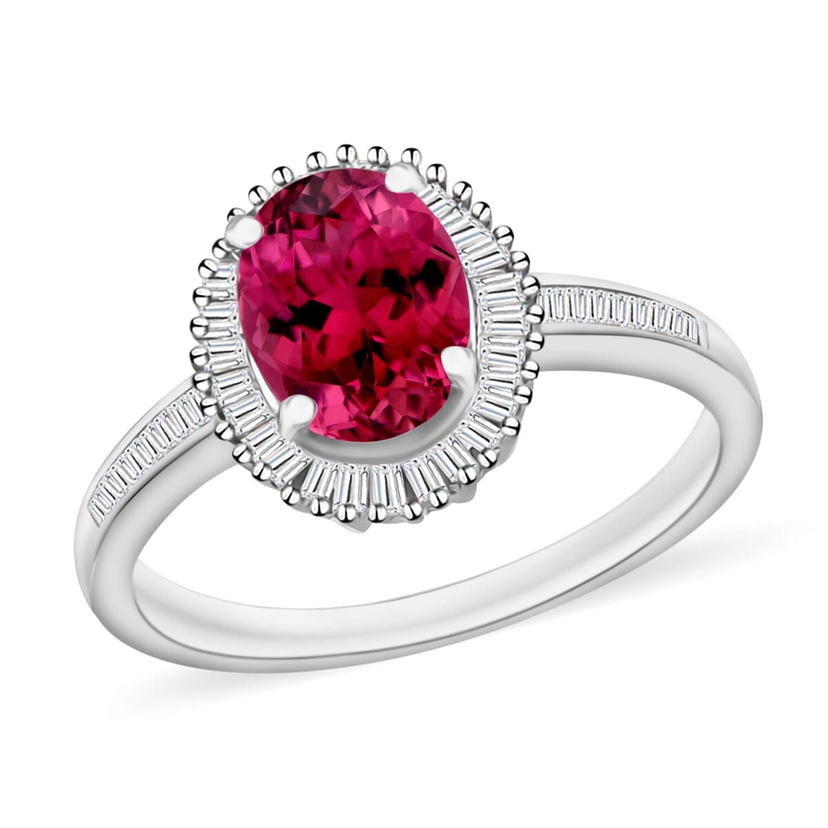 Rhapsody AAAA Ouro Fino Rubellite and E-F VS2 Diamond Ring in 18K White Gold (Size 12.0) 5 Grams 1.55 ctw image number 0