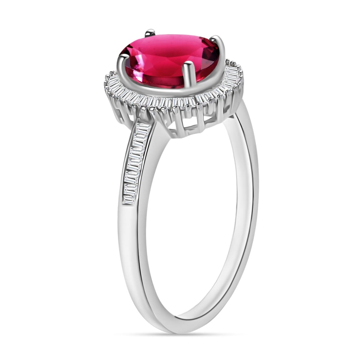 Rhapsody AAAA Ouro Fino Rubellite and E-F VS2 Diamond Ring in 18K White Gold (Size 12.0) 5 Grams 1.55 ctw image number 2