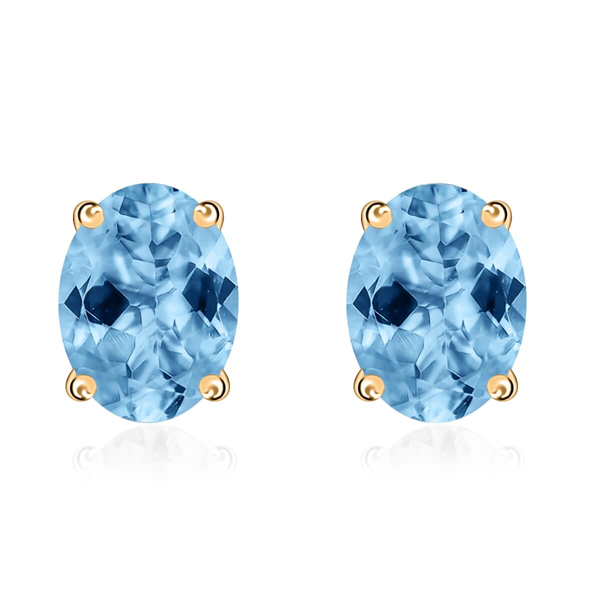 Rhapsody AAAA Santa Maria Aquamarine 1.70 ctw Solitaire Stud Earrings in 18K Yellow Gold image number 0