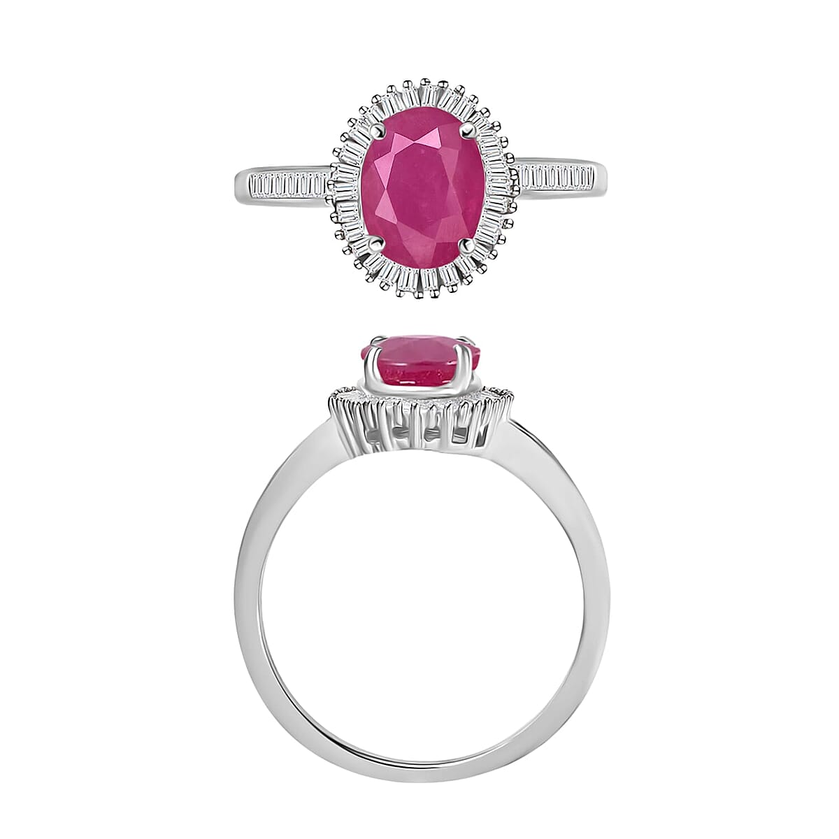 Rhapsody AAAA Mozambique Garnet and E-F VS2 Diamond Ring in 18K White Gold (Size 5.0) 1.85 ctw image number 3