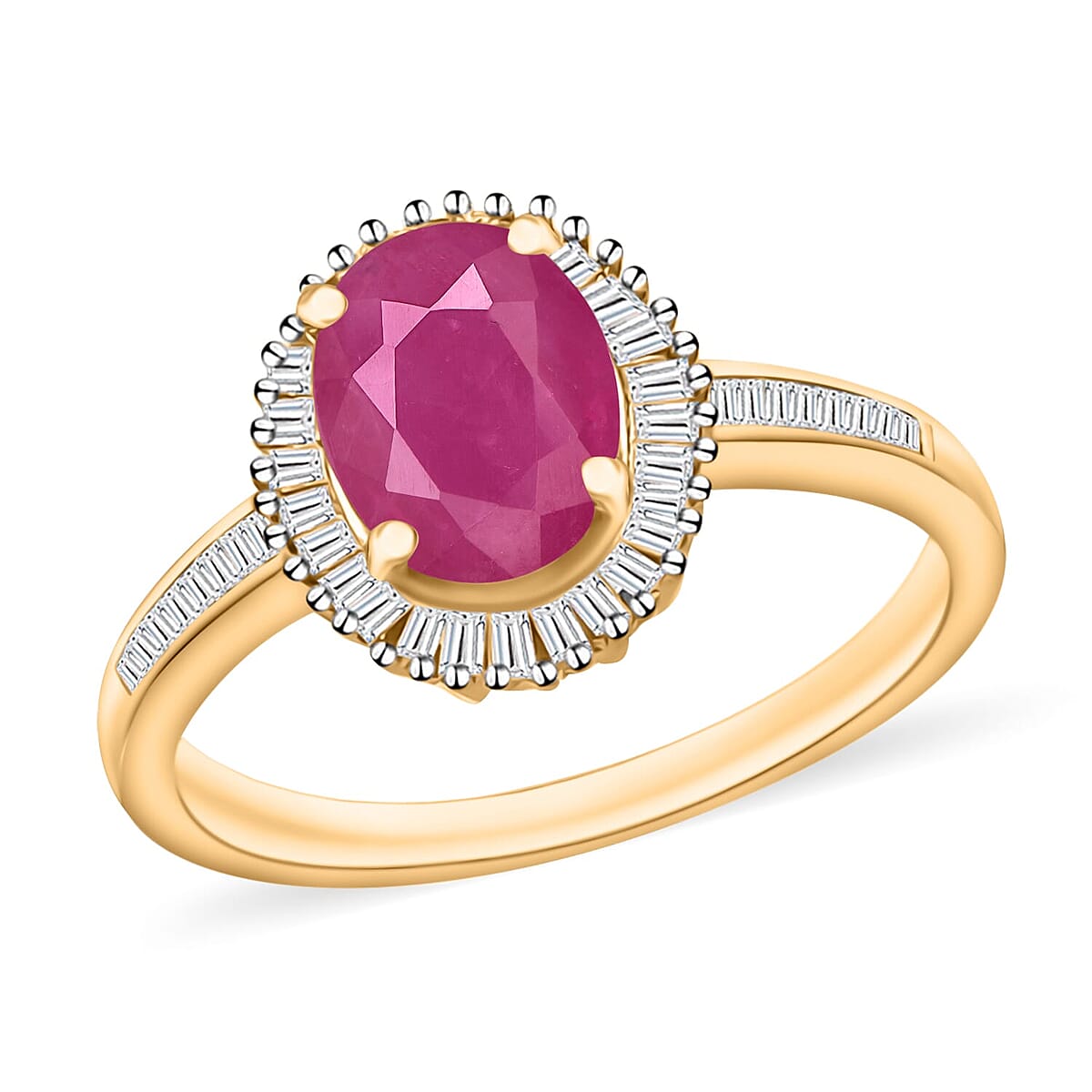Rhapsody AAAA Mozambique Garnet and E-F VS2 Diamond Ring in 18K Yellow Gold (Size 12.0) 1.85 ctw image number 0