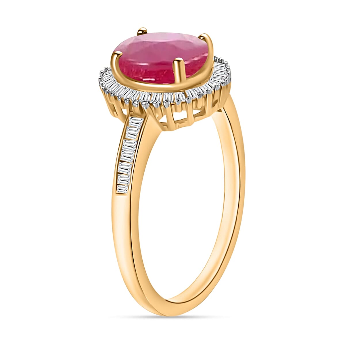 Rhapsody AAAA Mozambique Garnet and E-F VS2 Diamond Ring in 18K Yellow Gold (Size 12.0) 1.85 ctw image number 2