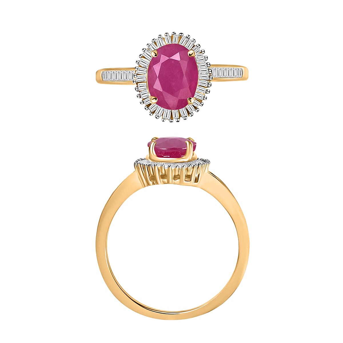 Rhapsody AAAA Mozambique Garnet and E-F VS2 Diamond Ring in 18K Yellow Gold (Size 12.0) 1.85 ctw image number 3