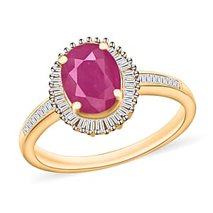 Rhapsody AAAA Mozambique Garnet and E-F VS2 Diamond Ring in 18K Yellow Gold (Size 8.5) 1.85 ctw