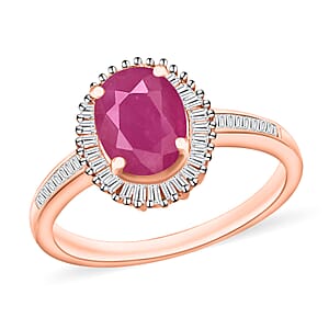Rhapsody AAAA Mozambique Garnet and E-F VS2 Diamond Ring in 18K Yellow Gold (Size 11.5) 1.85 ctw