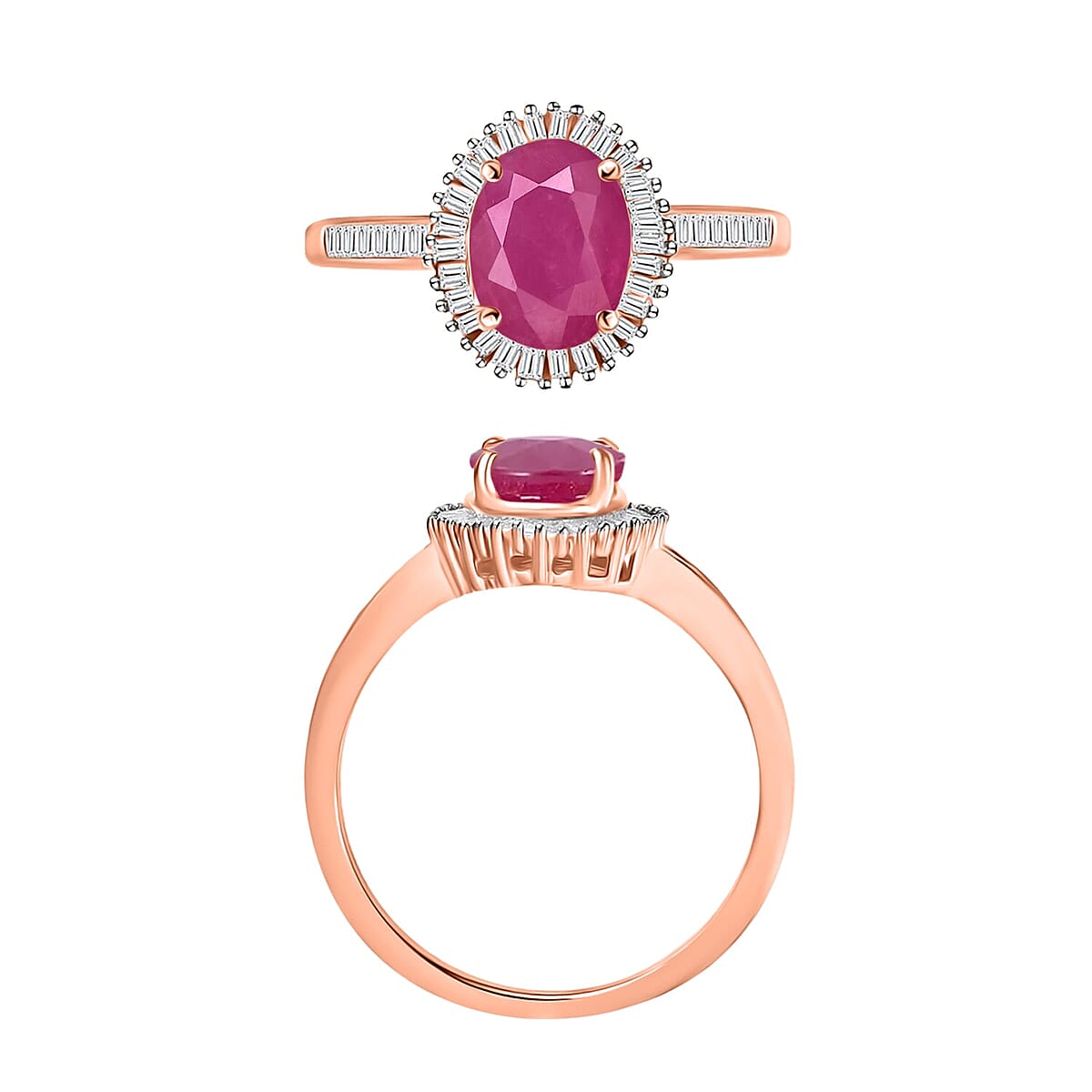 Rhapsody AAAA Mozambique Garnet and E-F VS2 Diamond Ring in 18K Yellow Gold (Size 11.5) 1.85 ctw image number 3