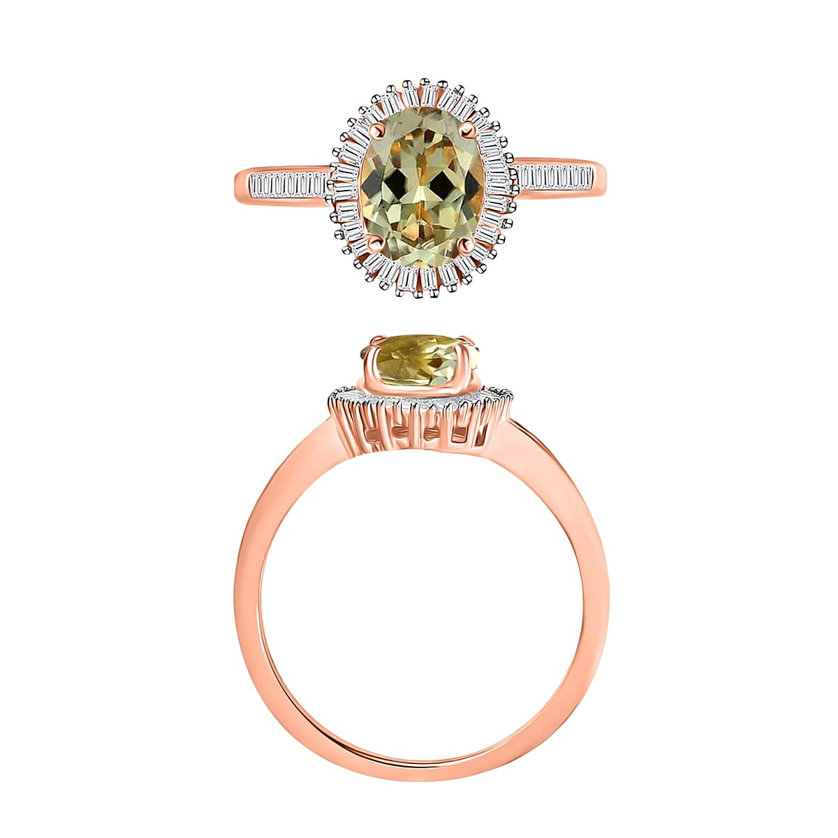 Rhapsody AAAA Turkizite and E-F VS2 Diamond 1.55 ctw Ring in 18K Rose Gold (Size 4.0) 5 Grams (Del. in 10-12 Days) image number 3