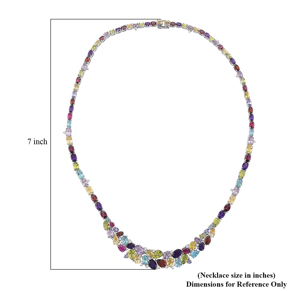 D'Joy Multi Gemstone Necklace in Rhodium Over Sterling Silver 36.35 ctw (18 Inches) image number 6