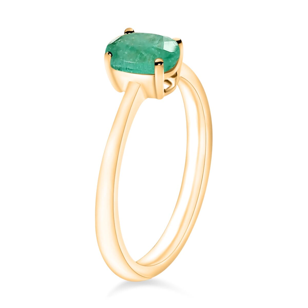 Rhapsody 18K Yellow Gold AAAA Kagem Zambian Emerald Solitaire Ring (Size 5.0) 5.50 Grams 0.82 ctw image number 2
