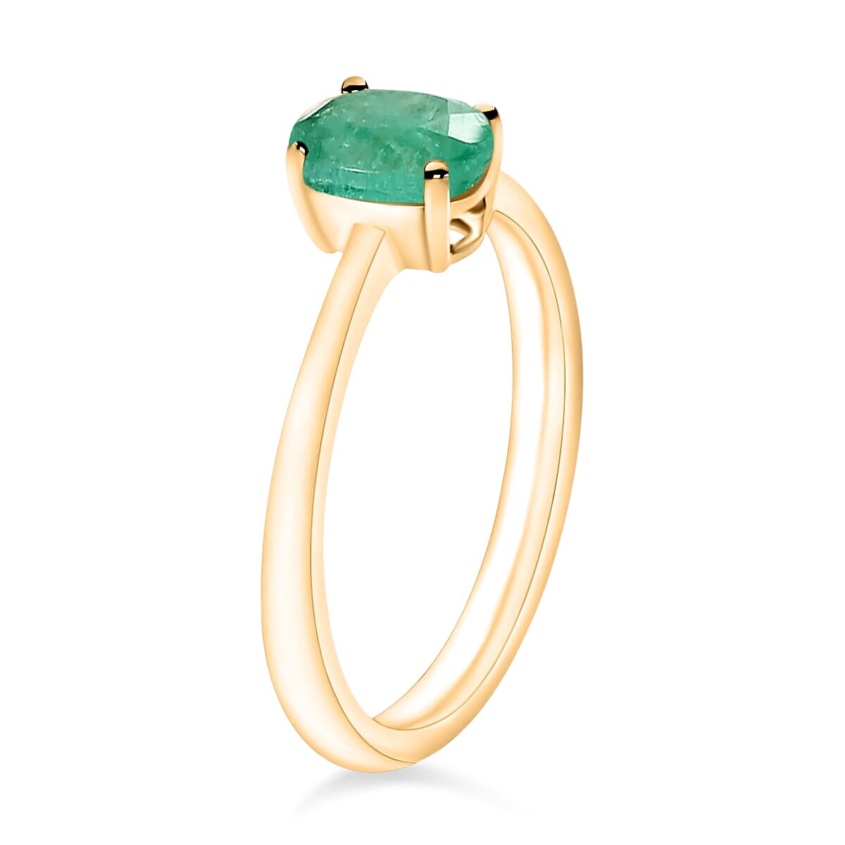 Rhapsody 18K Yellow Gold AAAA Kagem Zambian Emerald Solitaire Ring (Size 8.0) 5.50 Grams 0.82 ctw image number 2