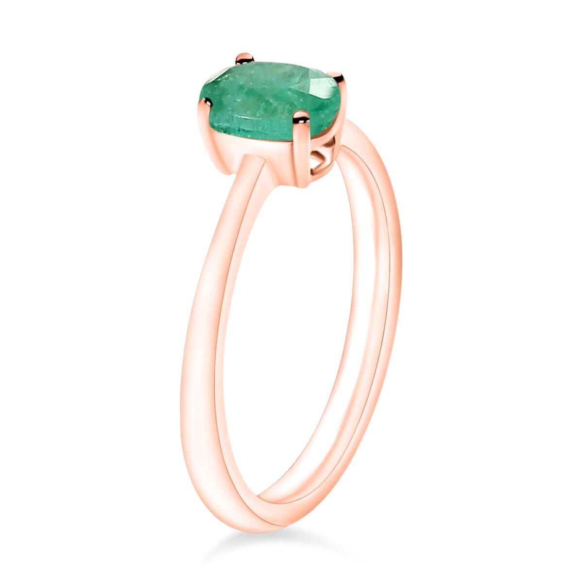 Rhapsody 18K Rose Gold AAAA Kagem Zambian Emerald Solitaire Ring (Size 7.5) 5.50 Grams 0.80 ctw image number 2