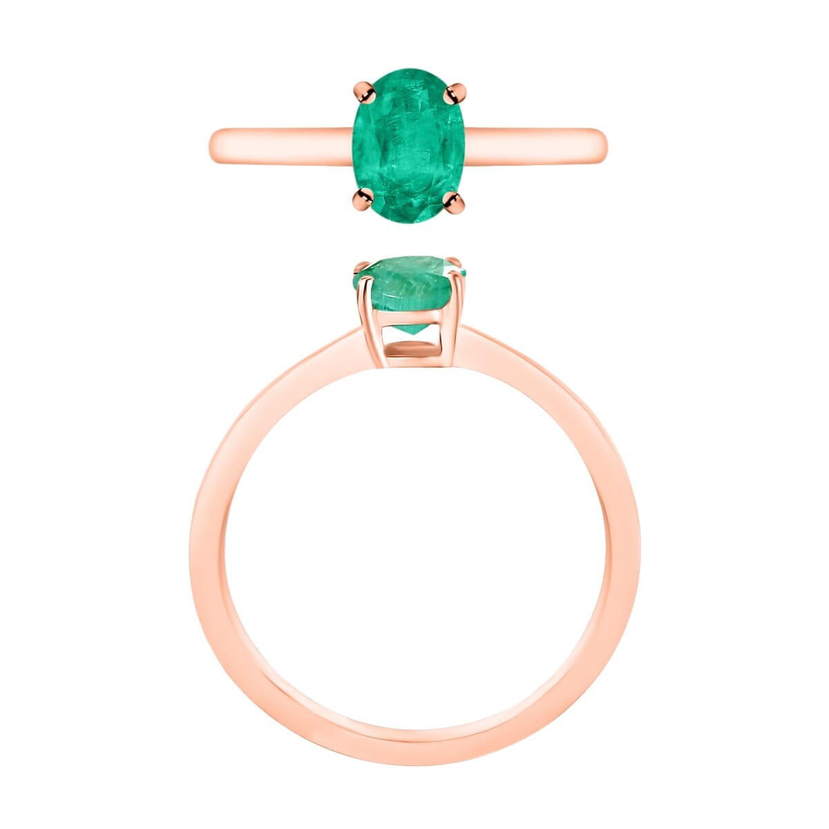 Rhapsody 18K Rose Gold AAAA Kagem Zambian Emerald Solitaire Ring (Size 7.5) 5.50 Grams 0.80 ctw image number 3