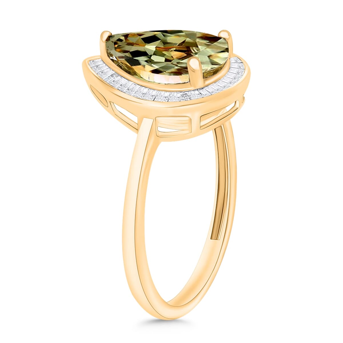 Rhapsody AAAA Turkizite and E-F VS2 Diamond Ring in 18K Yellow Gold (Size 8.0) 4.50 Grams 2.21 ctw image number 2