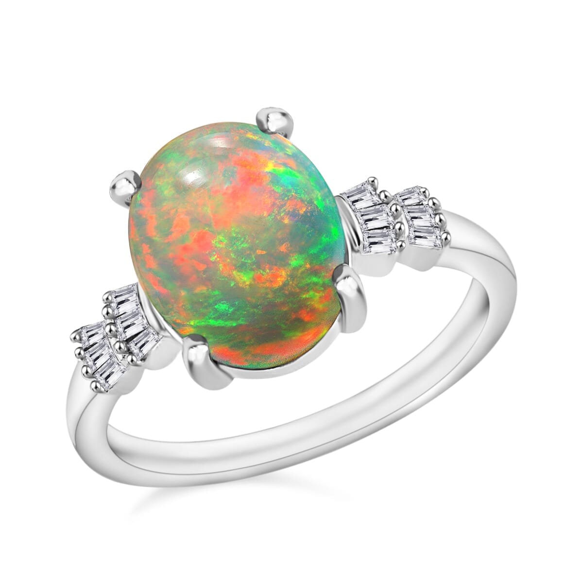 Rhapsody AAAA Ethiopian Welo Opal and E-F VS2 Diamond 1.85 ctw Ring in 18K White Gold (Size 12.0) image number 0
